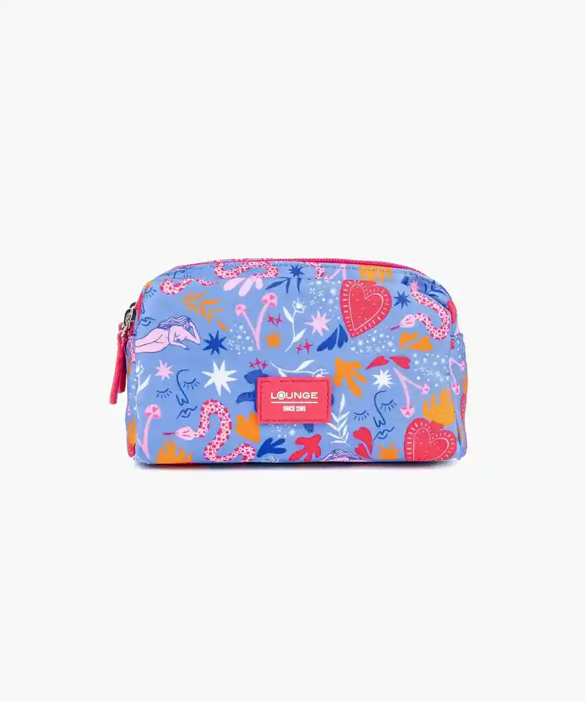 Estuche Mujer Nylon Ilustradora Tigre Celeste