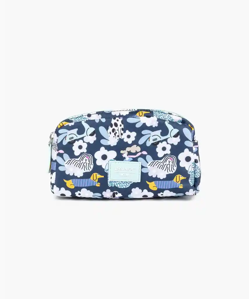 Estuche Mujer Nylon Ilustradora Perro Azul