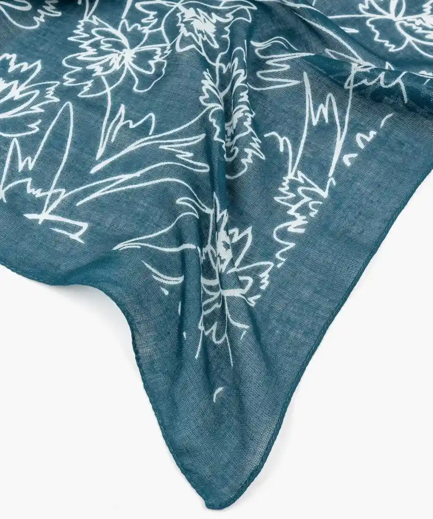 Pañuelo Mujer Flores Azul Petróleo