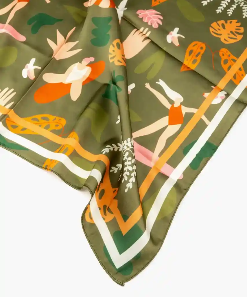 Pañuelo Bandana Mujer Ilustradora Surf Verde Musgo