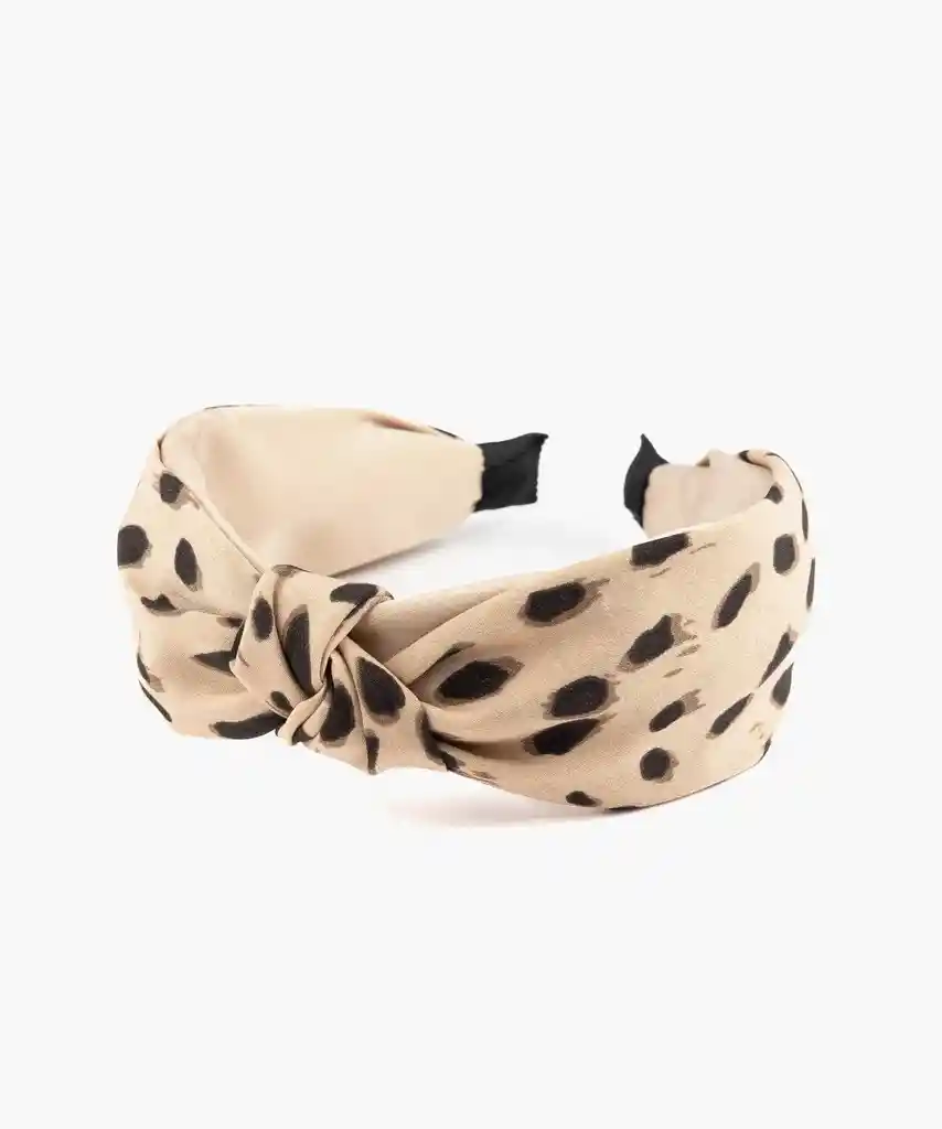 Cintillo Mujer Nudo Animal Print Beige