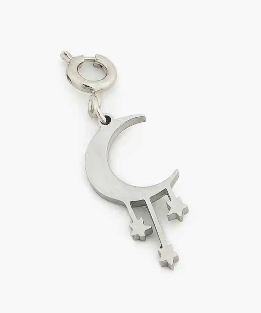 Charm Dije Mujer Luna Con Estrellas Plateado