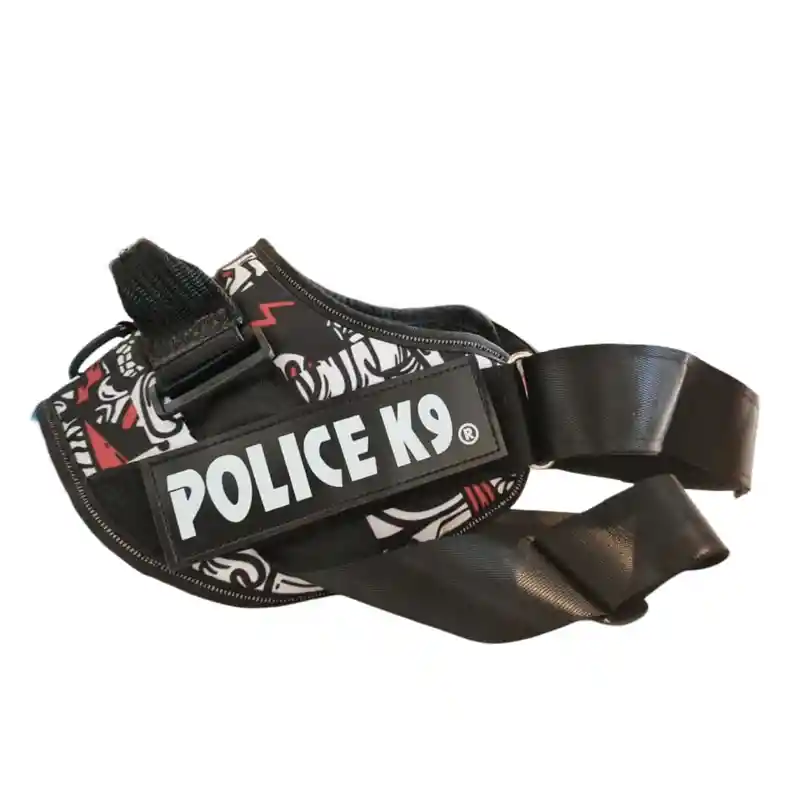 Arnes Talla S Pechera Perro Mascota Police Diseño (figuras Negro)