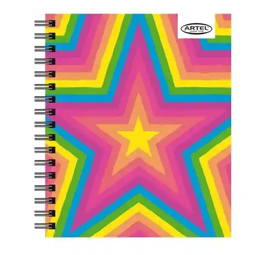 Cuaderno Book Artel 120 Hojas Diseño Arcoiris Fluor