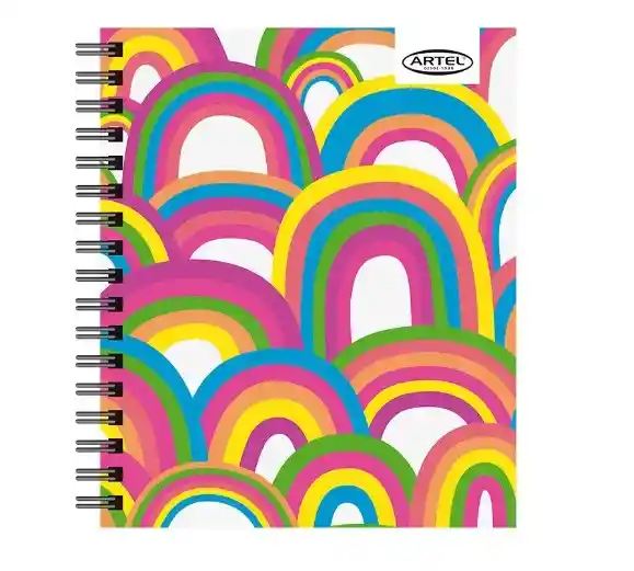 Cuaderno Book Artel 120 Hojas Diseño Arcoiris Fluor