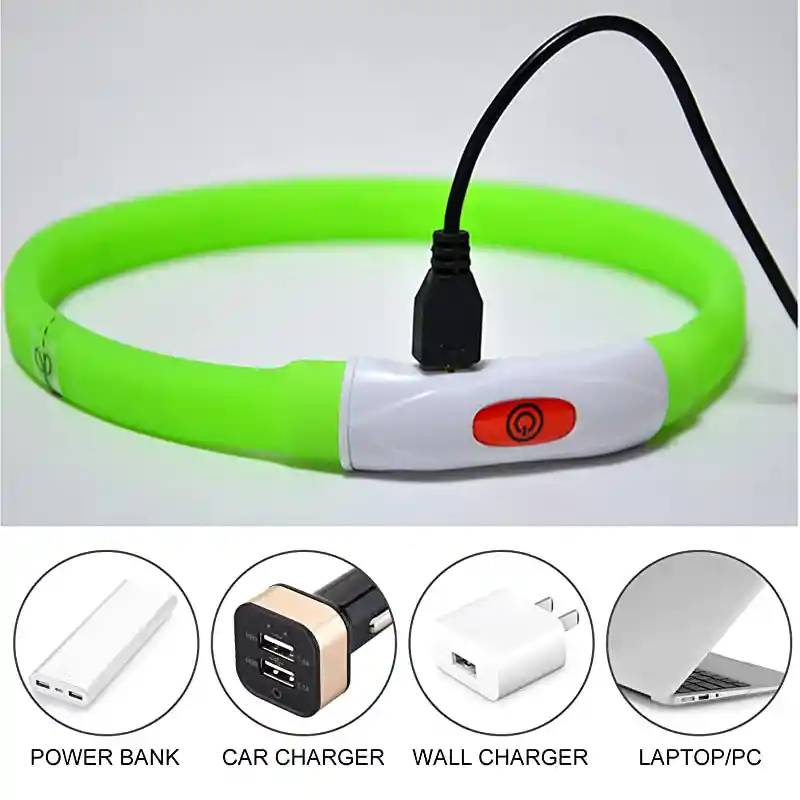 Collar Talla L Perros Con Luz Led Reflectante Ajustable Recargable Usb (azul)