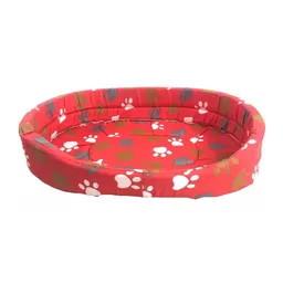 Cama Xxs Para Mascotas Perro Gato Diseño Huellitas Rojo