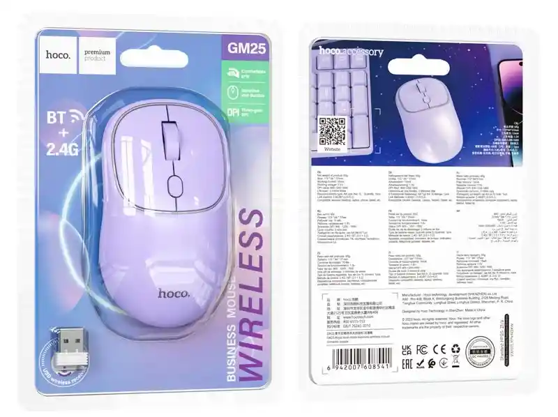 Mouse Bluetooth Y Usb Adaptador 2.4g Ergonómico Y Compacto Hoco Premium