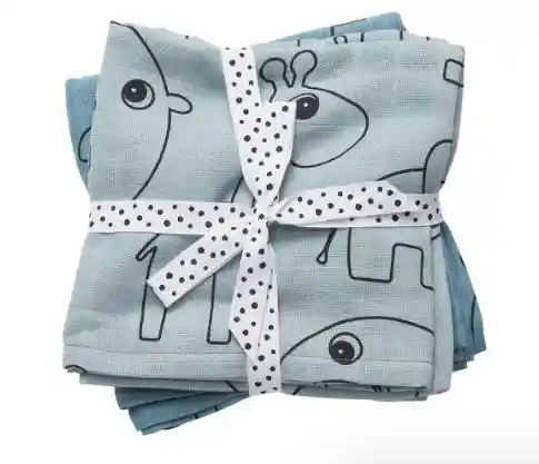 Done By Deer Pack 2ú.muselinas 1.20x1.20cm Contour Azul