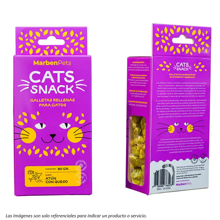 Cats Snack Galletas Rellenas Atún Con Queso 80g