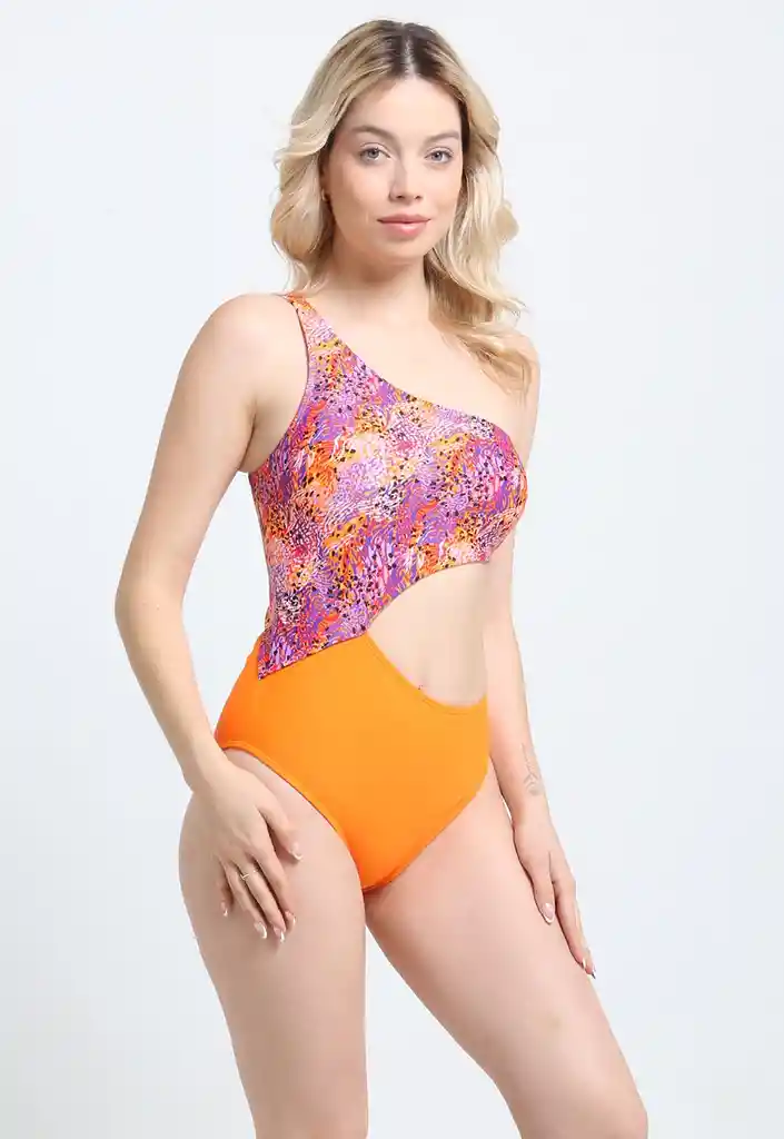 Trikini Cruzado Estampado Naranja M