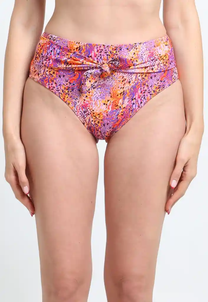 Bikini Calzón Con Amarra Estampado Naranja L