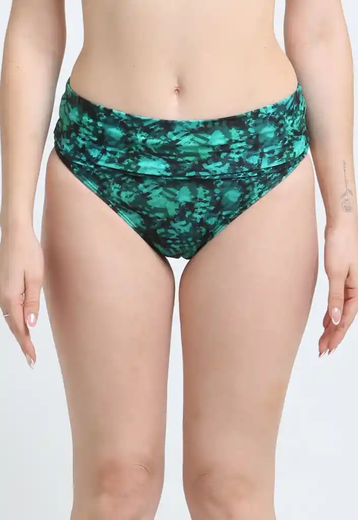 Bikini Calzón Pin Up Doble Uso Estampado Verde L