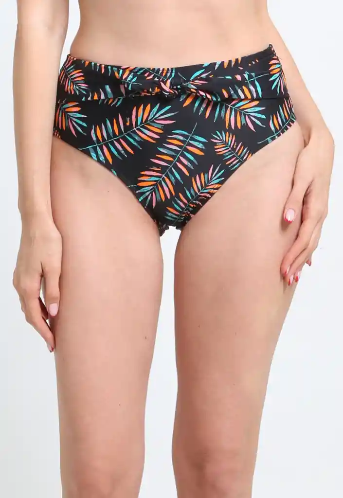 Bikini Calzón Con Amarra Estampado Hojas M