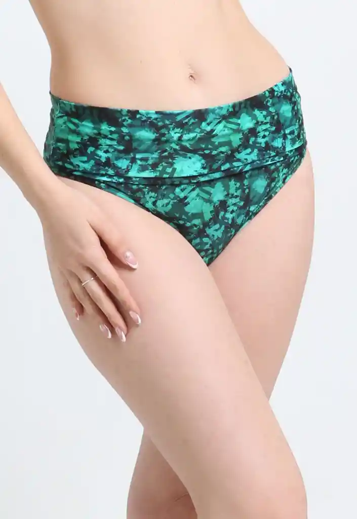 Bikini Calzón Pin Up Doble Uso Estampado Verde S