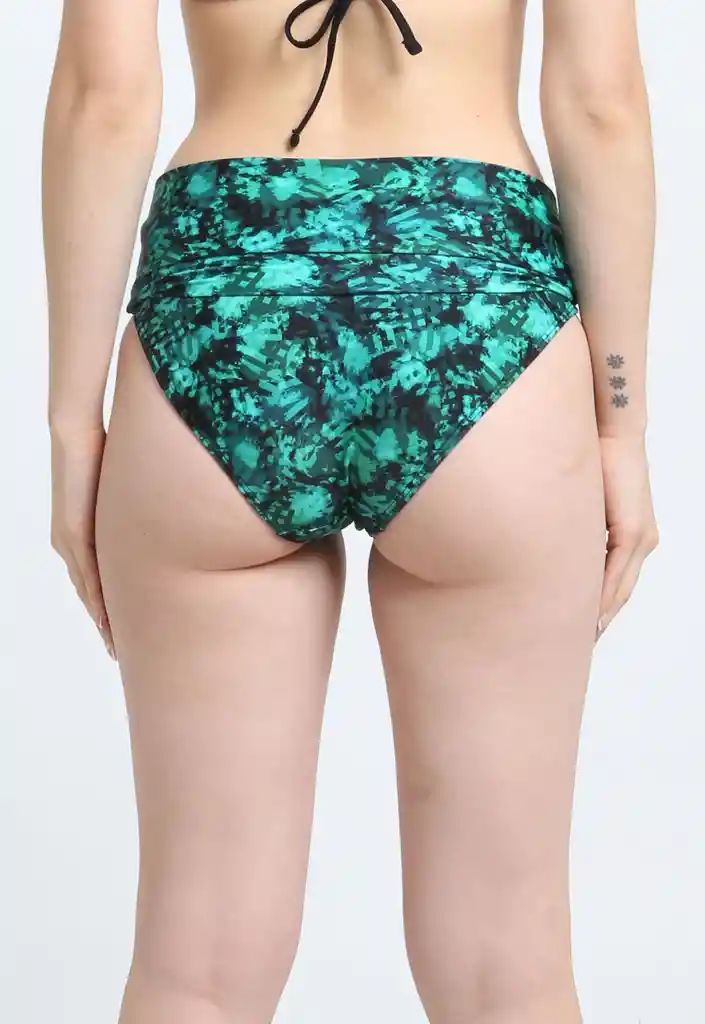 Bikini Calzón Pin Up Doble Uso Estampado Verde Xl