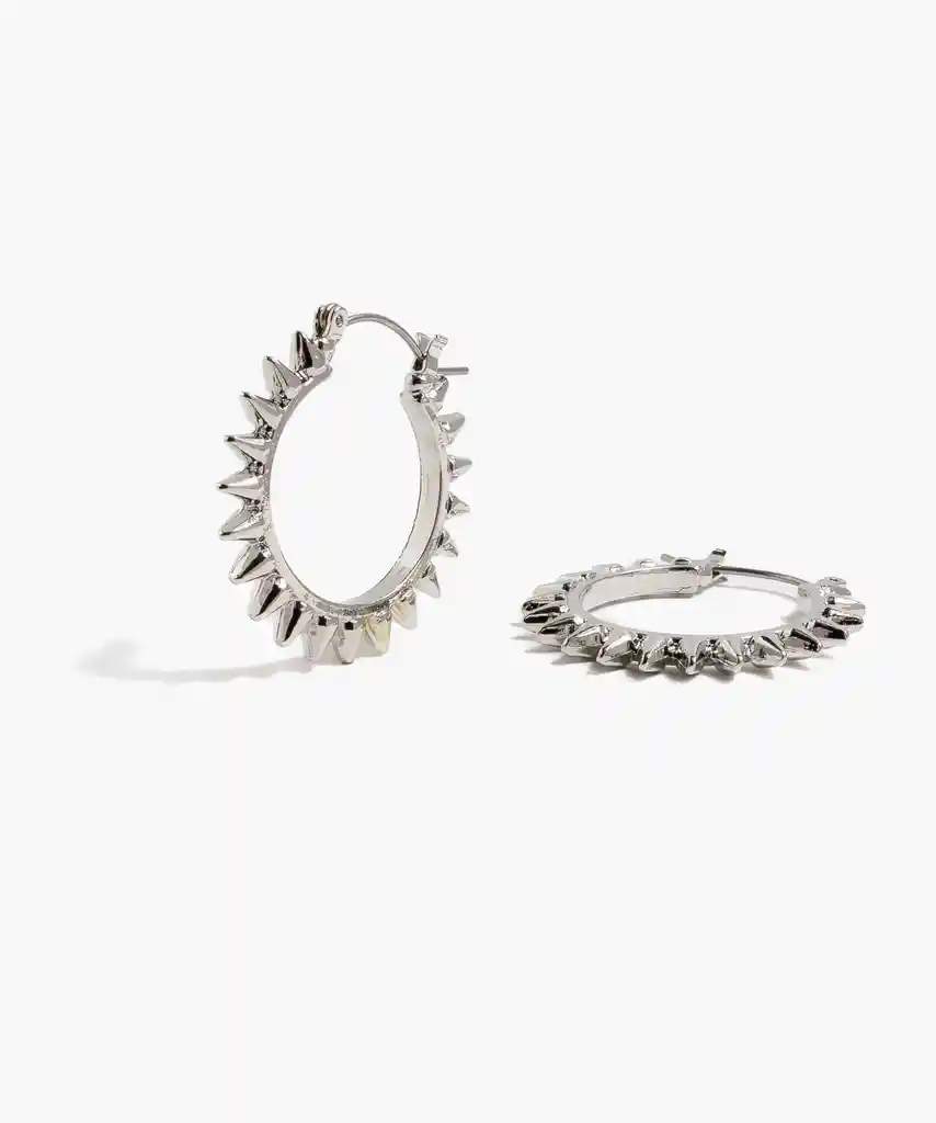 Aros Mujer Argollas Punk Plateado