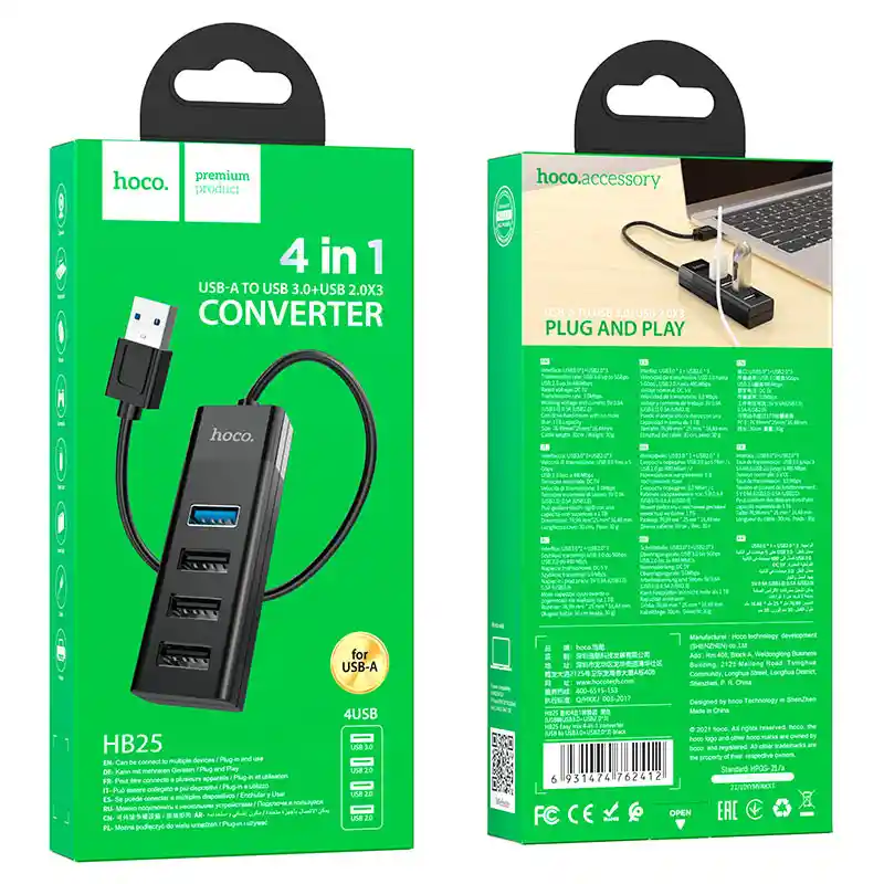 Hub Convertidor Usb 3.0 - 2.0 Hoco Hb25