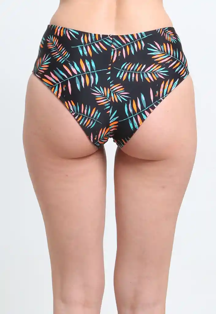 Bikini Calzón Con Amarra Estampado Hojas L