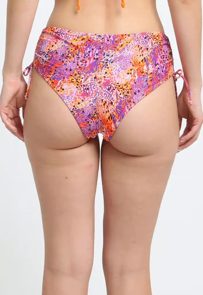 Bikini Calzón Cadera Ajustable Estampado Naranja M