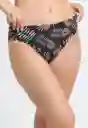 Bikini Costados Drapeados Estampado Hojas M