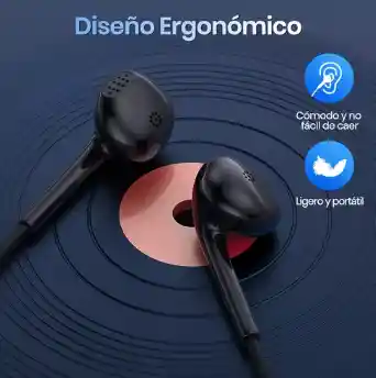 Audífonos Alámbricos In Ear Con Micrófono 3.5mm 1hora Aut117 Negro