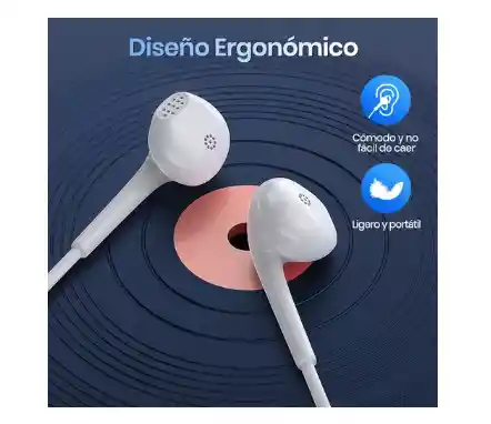 Audífonos Alámbricos In Ear Con Micrófono 3.5mm 1hora Aut117 Blanco