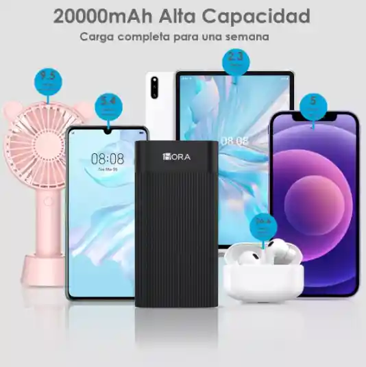 Power Bank Batería Portátil 20000mah Cargador 1hora Gar117