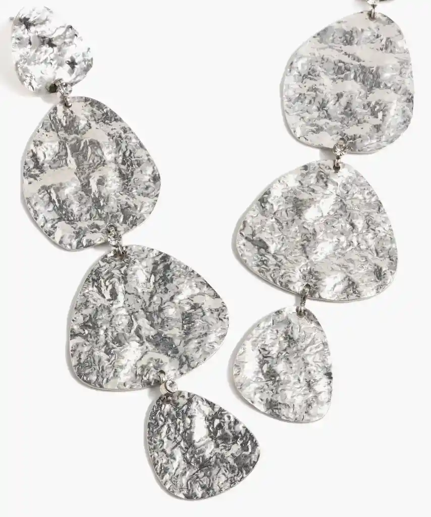 Aros Mujer Figuras Machacadas Plateado