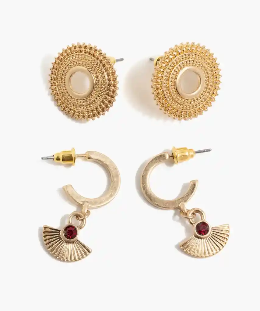 Set Aros Mujer Étnicos Dorado