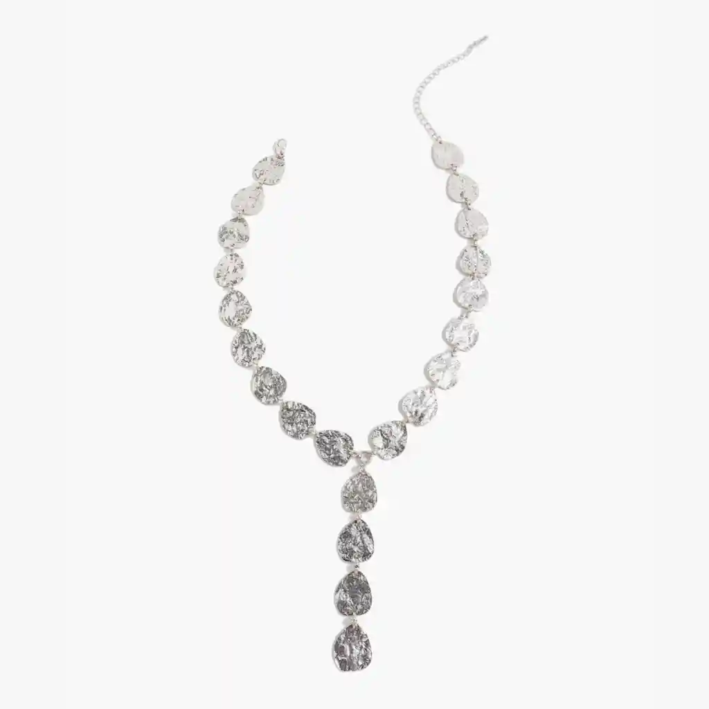 Collar Mujer Figuras Machacadas Plateado
