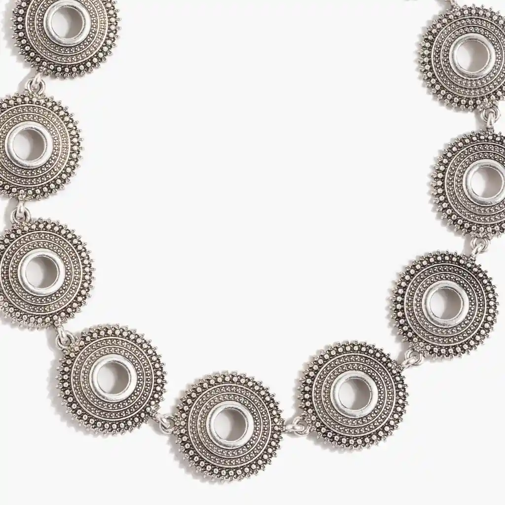 Collar Mujer Choker Círculos Étnicos Plateado