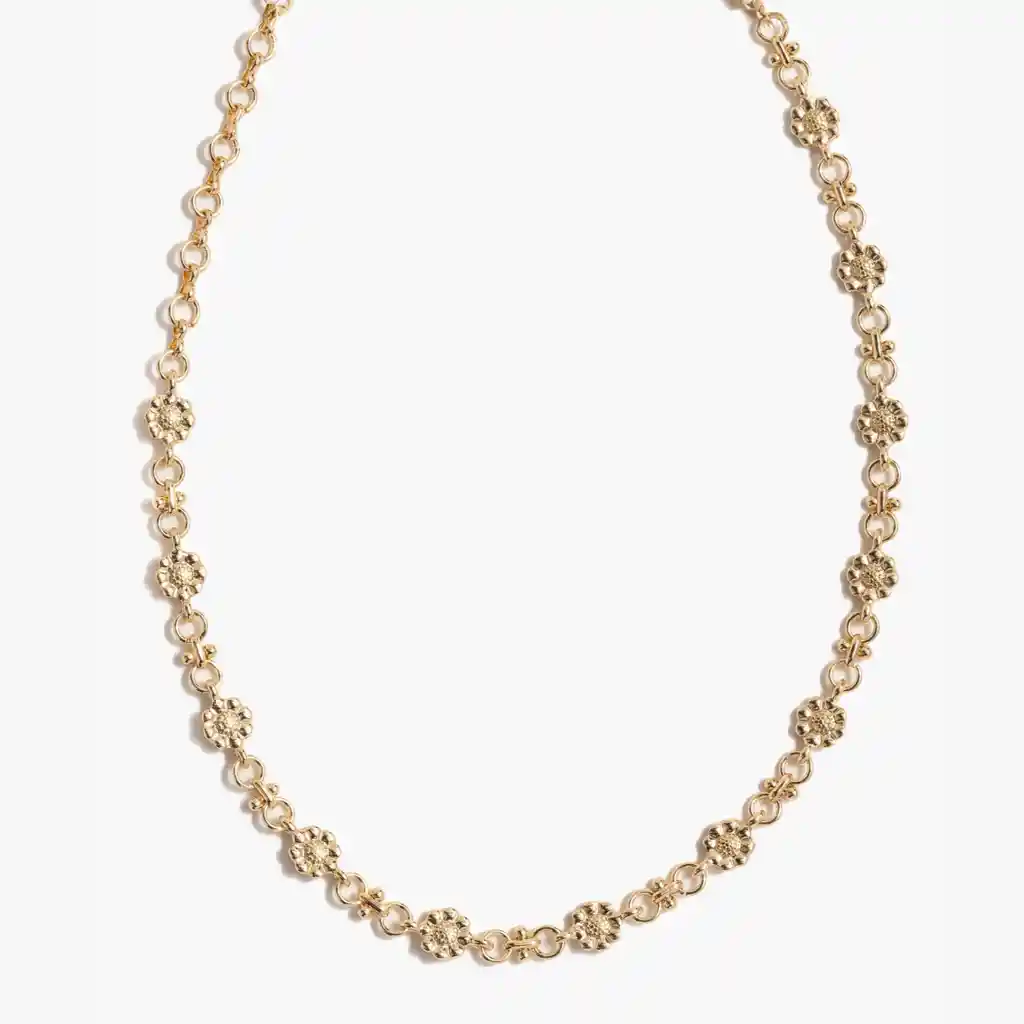 Collar Mujer Con Flores Dorado