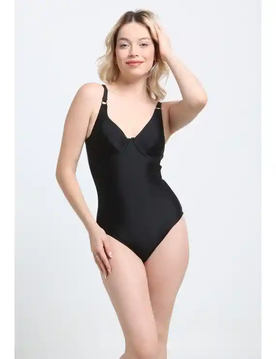 Traje De Baño Enterito Básico Negro S