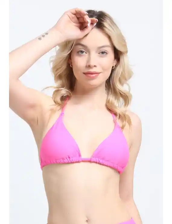 Bikini Triangulo Con Nudos Fucsia 14