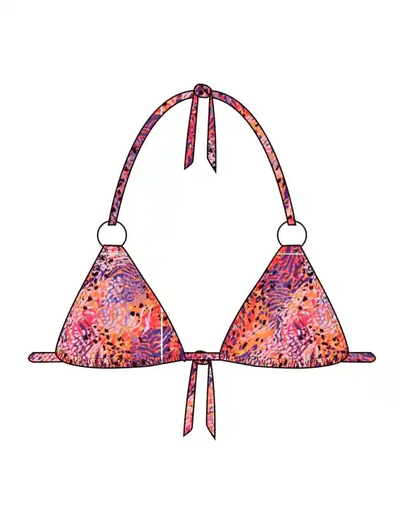 Bikini Triangulo Argolla Estampado Naranja Xl