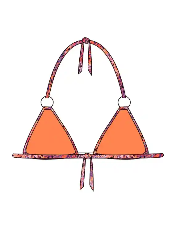 Bikini Triangulo Argolla Estampado Naranja L