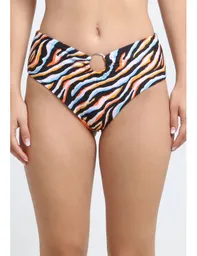 Bikini Calzón Alto Argolla Estampado Naranja L