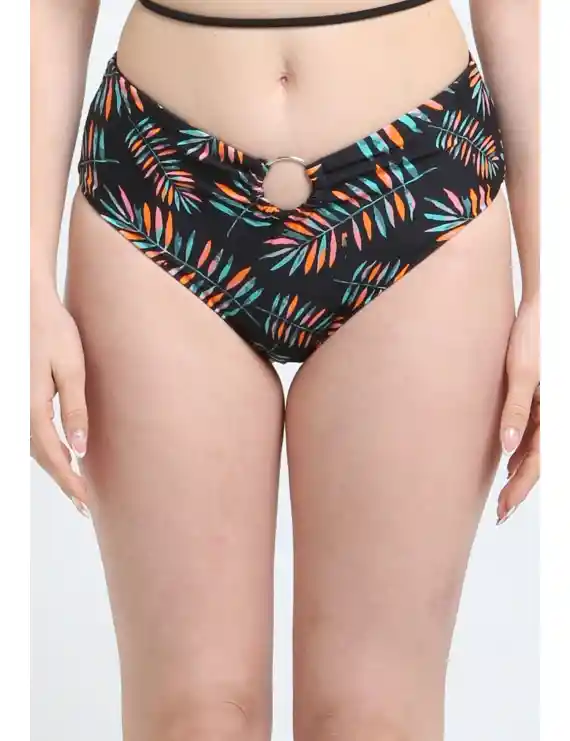 Bikini Calzón Alto Argolla Estampado Verde Xl