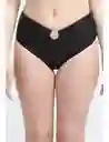 Bikini Calzón Alto Argolla Negro Xl