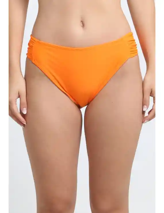 Bikini Clásico Costados Drapeados Naranjo Xl