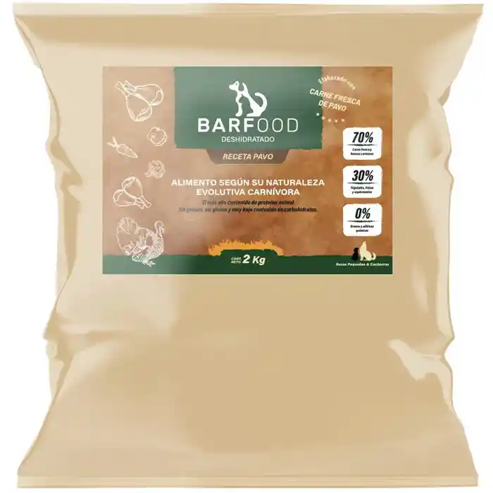 Barfood Deshidratado Salmón Para Perros Raza Pequeña 2 Kg Bolsa