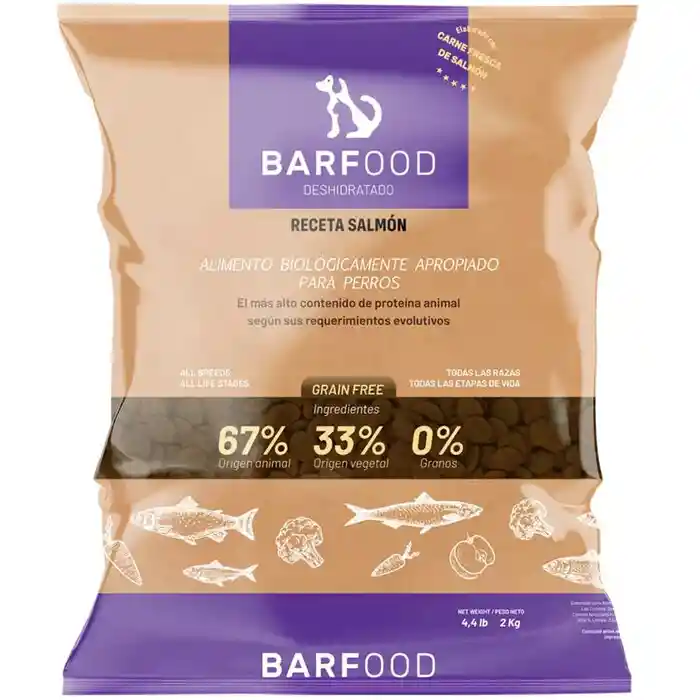 Barfood Deshidratado Salmón Para Perros Raza Grande 2 Kg Bolsa