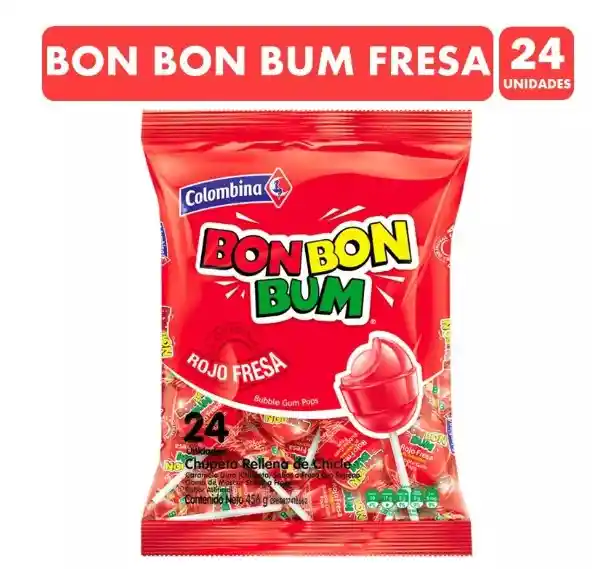 Bon Bon Bum Fresa Envase Rojo (bolsa Con 24 Coyak´s)