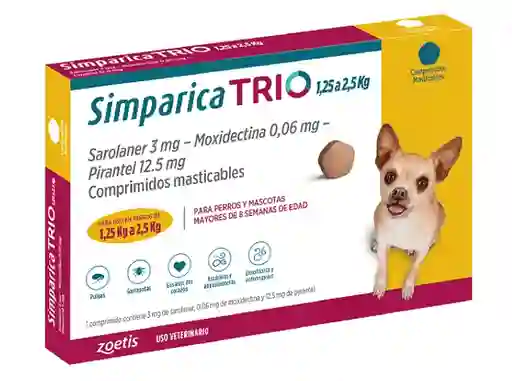 Simparica Trio 1.25-2.5 Kg 1 Comprimido