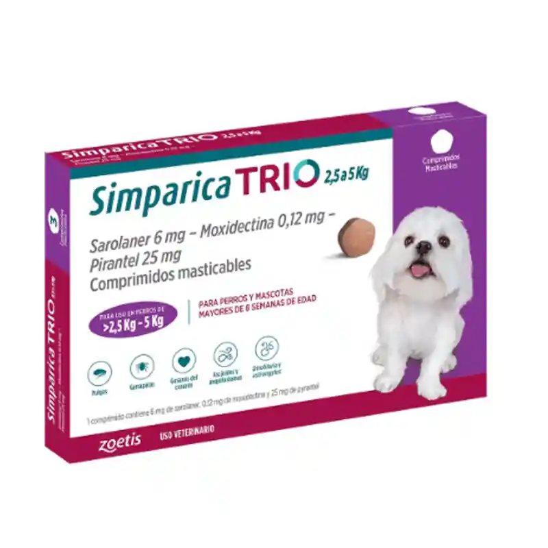 Simparica Trio 2.5 -5 Kg 3 Comprimidos