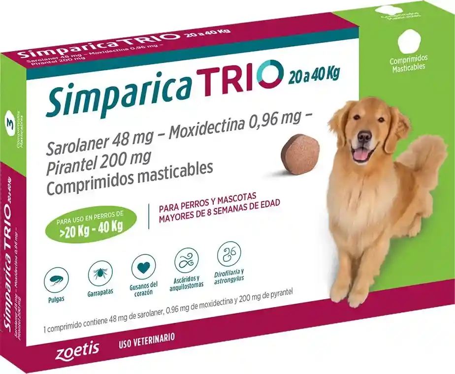 Simparica Trio 20 - 40 Kg 1 Comprimido