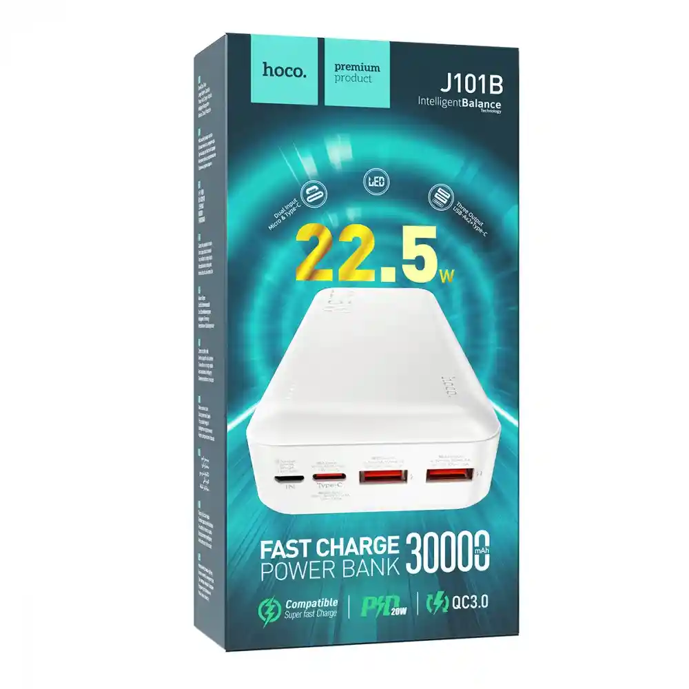 Power Bank Hoco J101a Fast Charger 22.5w Blanco