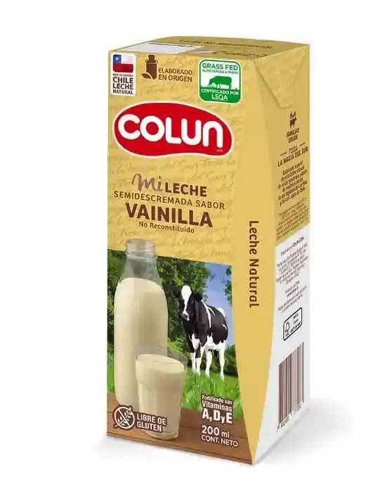 Leche Semidescremada Colun Sabor Vainilla 200 Ml