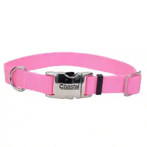 Collar Adjustable Dog With Metal Buckle, Pink Bright Talla L